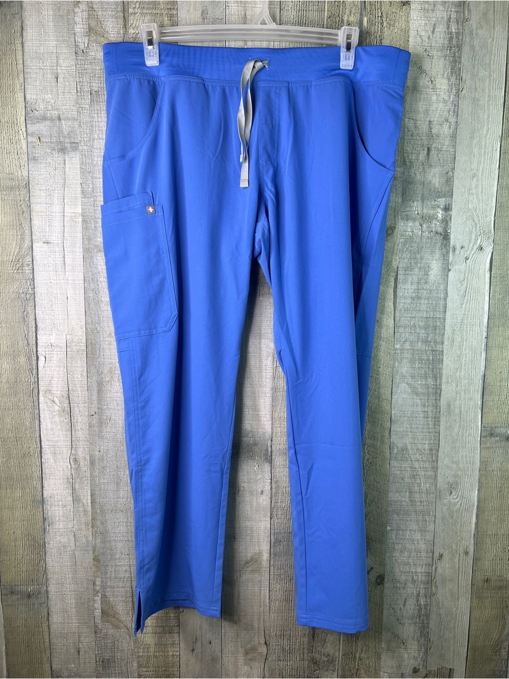 Figs Size XL Petite Cargo Blue Pants Drawstring Waistband Front Pockets